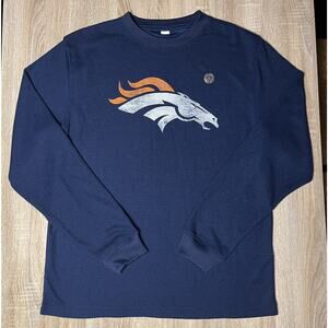 Denver Broncos NFL Navy Orange Longsleeve TShirt Mens Large